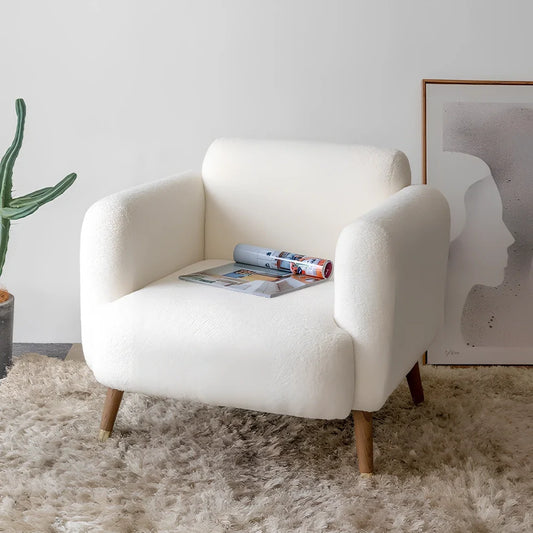 Modern simple style sofa chair measuring 73×71×57cm with fabric upholstery and foam filling