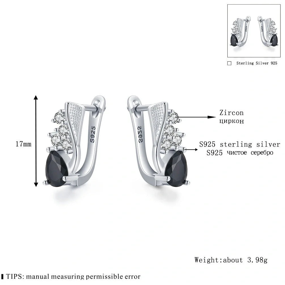 Elegant black drop-shaped rhinestone earrings for women, perfect for adding sparkle to any outfit.