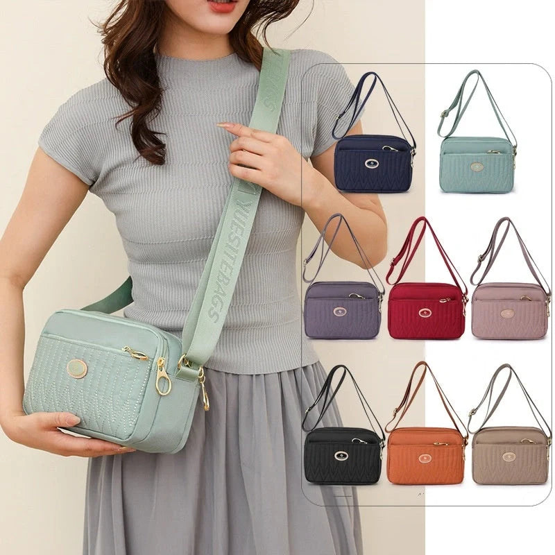Casual women's crossbody messenger bag in nylon with polyester lining, available in multiple colors