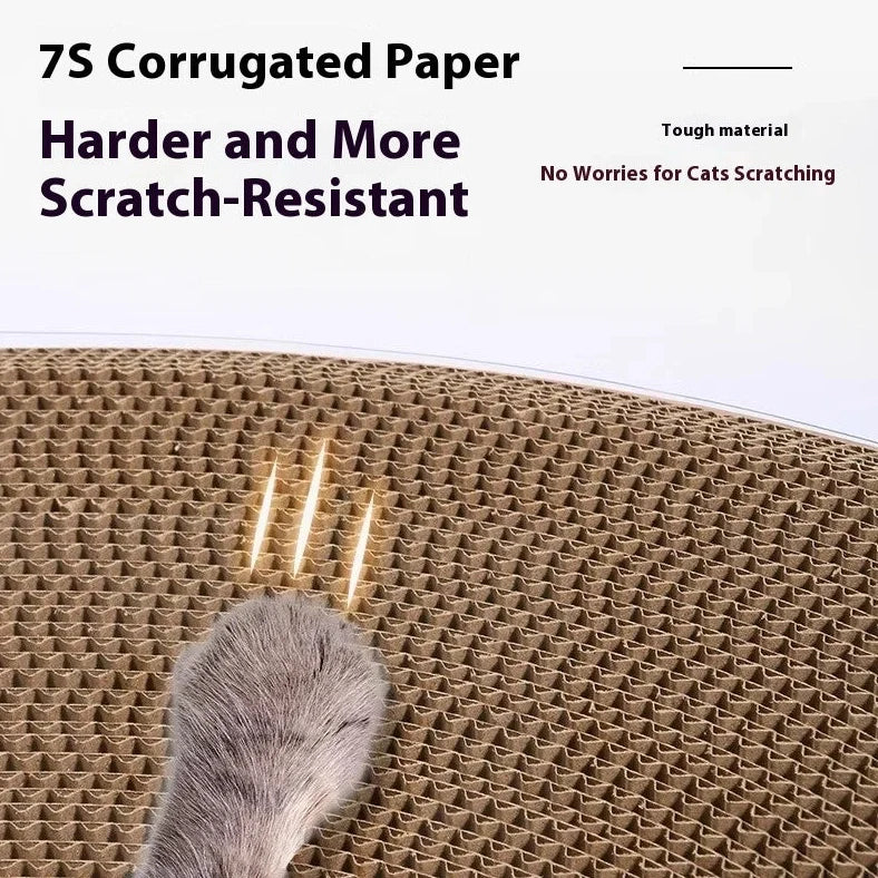 White transparent cat scratch board nest tunnel toy with diamond pattern measuring 58x45x23cm