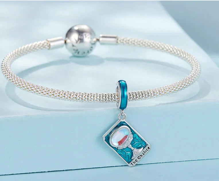 925 silver tarot Holy Cup pendant, 2.7cm x 1.5cm, 0.45cm aperture, SCC3141 colour, DIY jewellery charm
