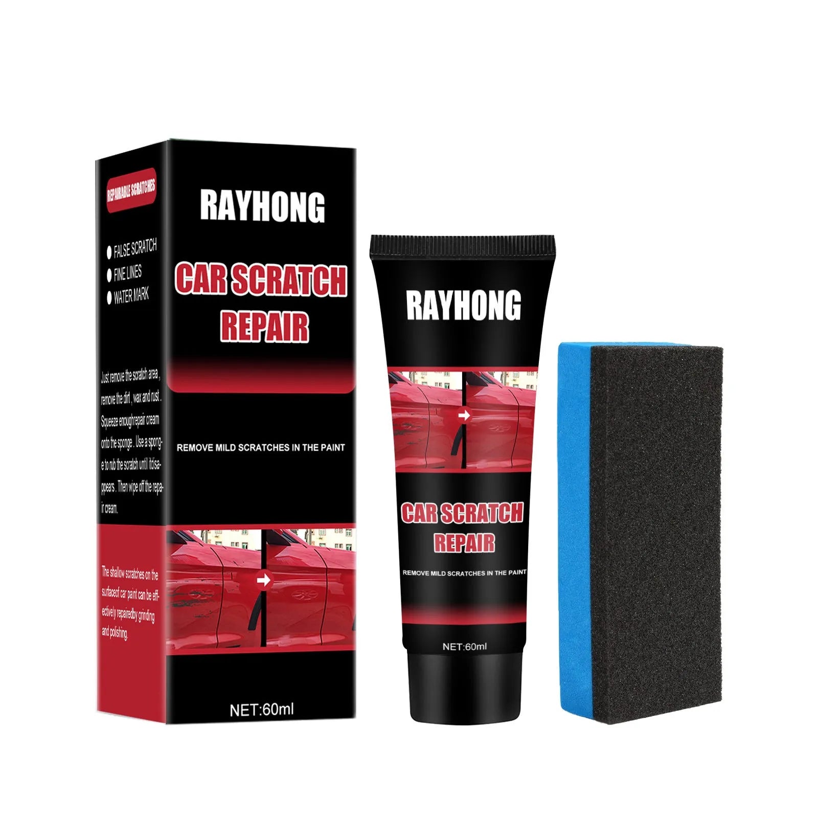 60ml car scratch repair wax set with applicator for automotive paint surface maintenance