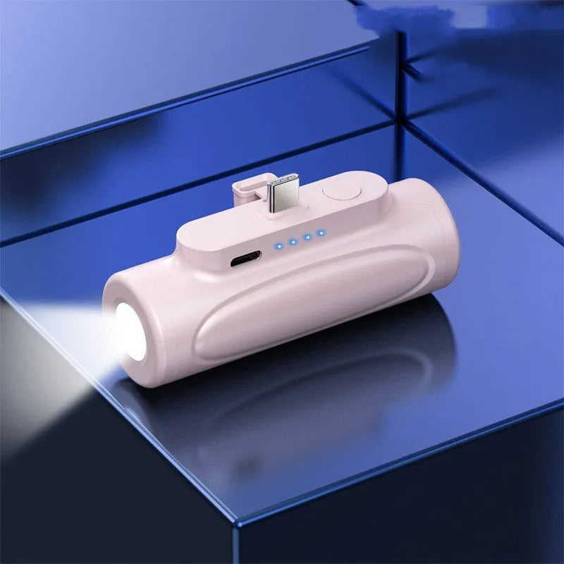 Black Creative Power Bank Glare Flashlight showing 5000mAh capacity and LED light, size 83x27x41mm