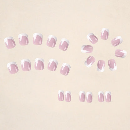 24 plaid-patterned false nail tips on white background showing check design