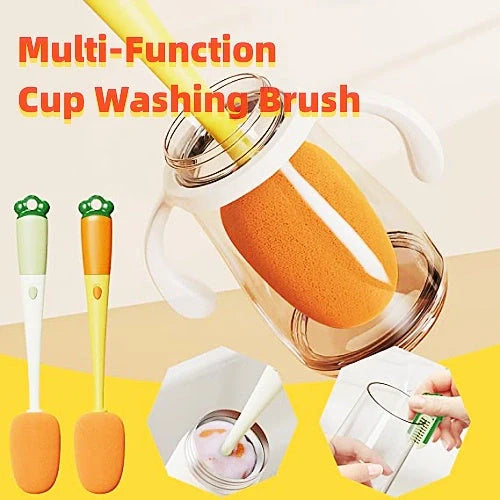 3-in-1 multifunctional cleaning brush with carrot design and long handle