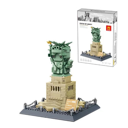 Wange building block set with 800+ ABS plastic pieces for constructing architectural landmark models