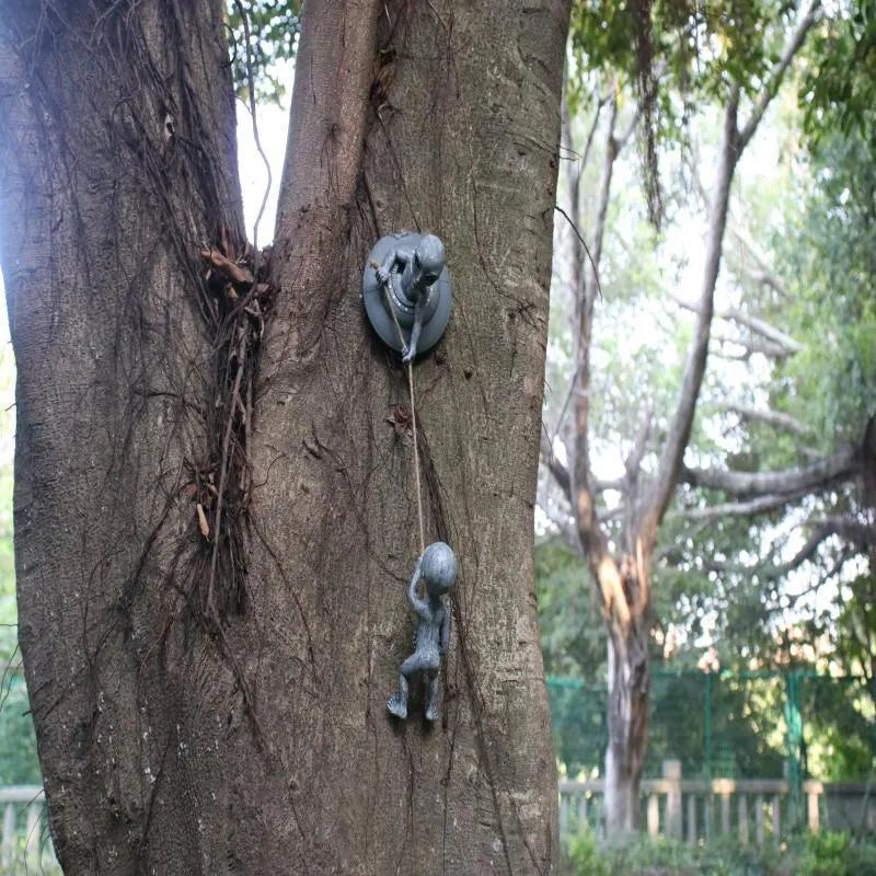 Grey resin alien tree pendant outdoor garden decoration with carved details