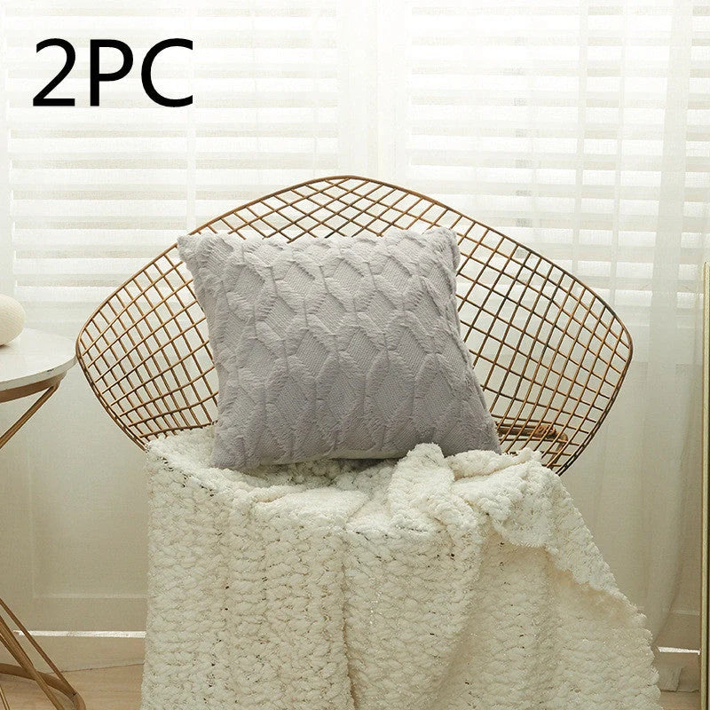 Luxury fur cushion cover in various colors, perfect for sofa or bed decor