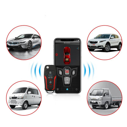 Red and frosted black car alarm remote control with 3000m range and GPS tracking function
