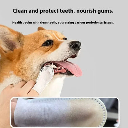 50 white non-woven pet dental finger cots for cleaning cat and dog teeth