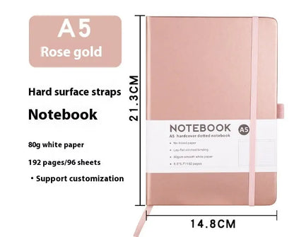 A5 skin feeling PU leather diary with strap closure and horizontal line pages in marble black colour