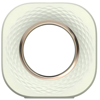 Square ivory white aroma diffuser with dry battery operation measuring 105x105x39mm