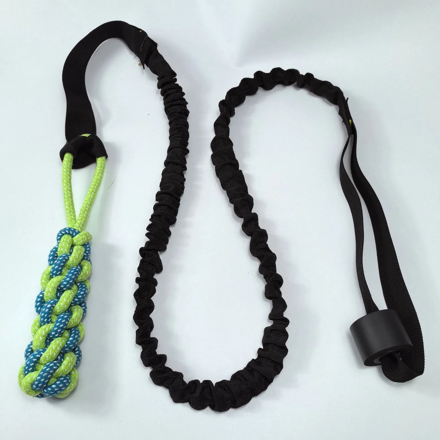 Green corncob dog tug rope toy made from cotton thread for indoor and outdoor play
