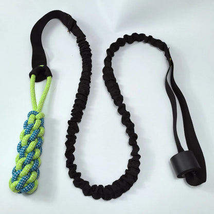Green corncob dog tug rope toy made from cotton thread for indoor and outdoor play