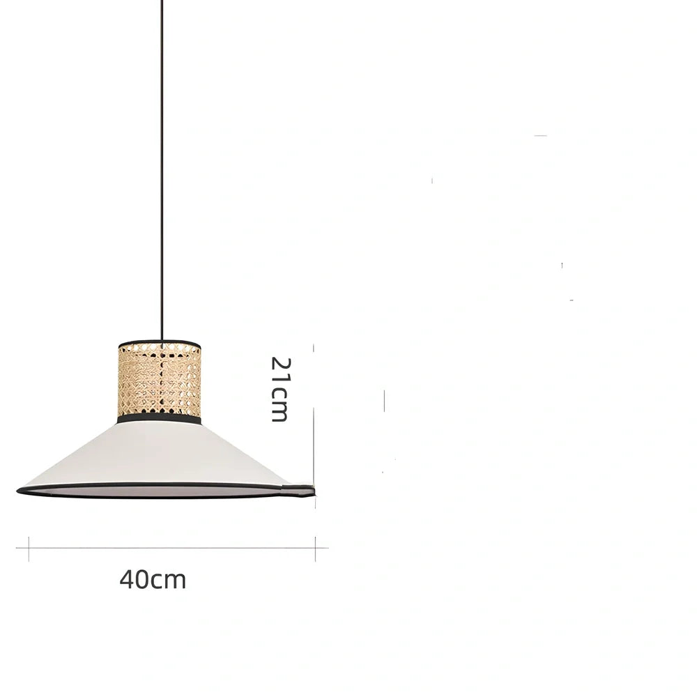 Japanese rattan chandelier with hand-woven grass shade and 3000K LED lighting in fish-shaped design