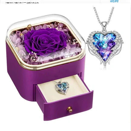 Valentine's Day Rose Flower Drawer Jewelry Box in various colors