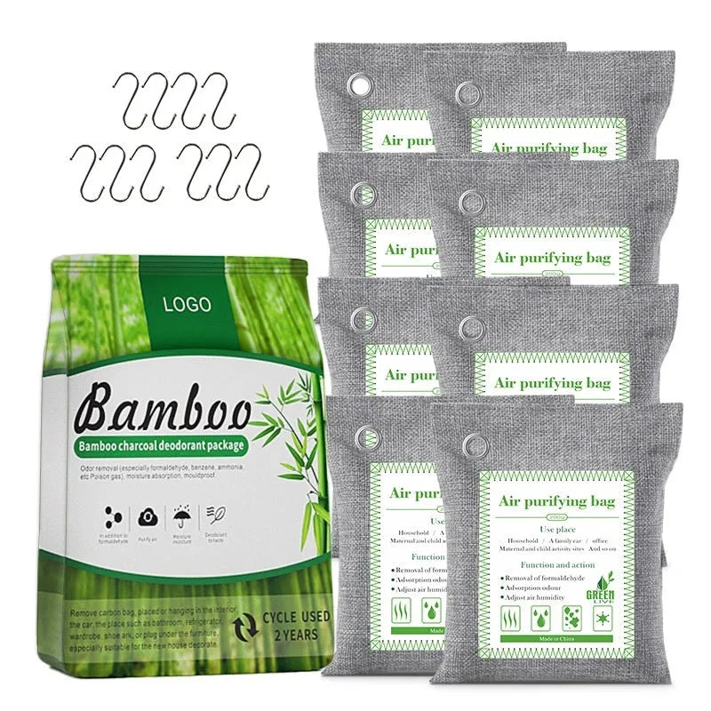 Bamboo charcoal activated carbon air purification bags in sewable style.
