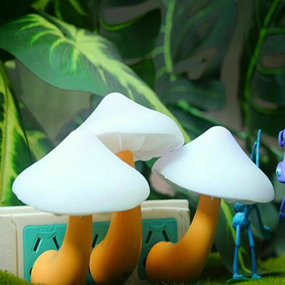 Mushroom-shaped LED night light with automatic sensor in various colors