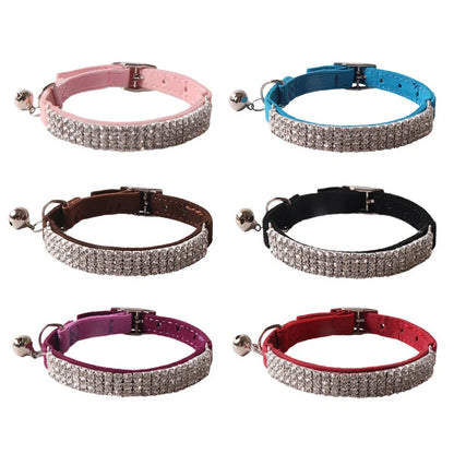 Flannel elastic buckle cat collar with gang drill pattern in six colour options, measuring 1.0cm wide by 28cm long
