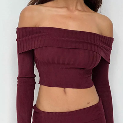 Women's off-shoulder knitted sweater in various colors