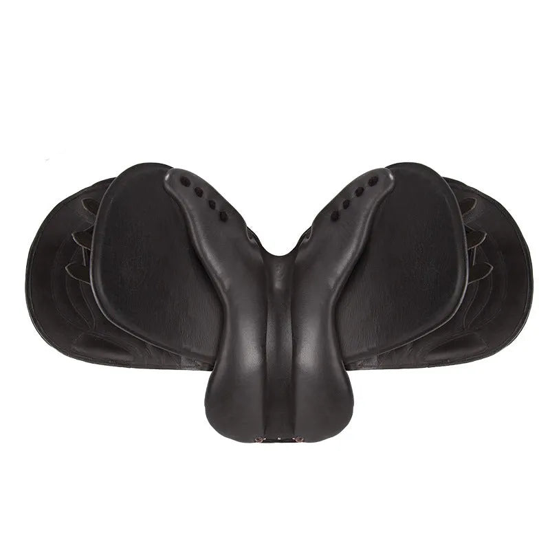 Cowhide equestrian saddle in black or brown, specification 17, for horse harness and riding use