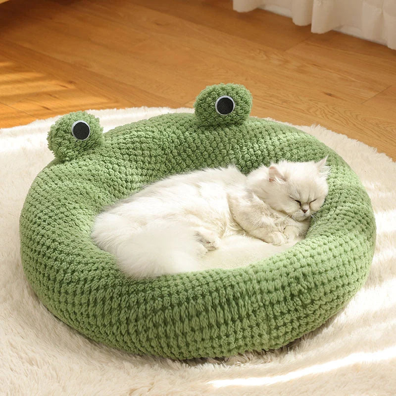 Little Frog Series Warm Plush Mat for small pets under 5KG in green frog design