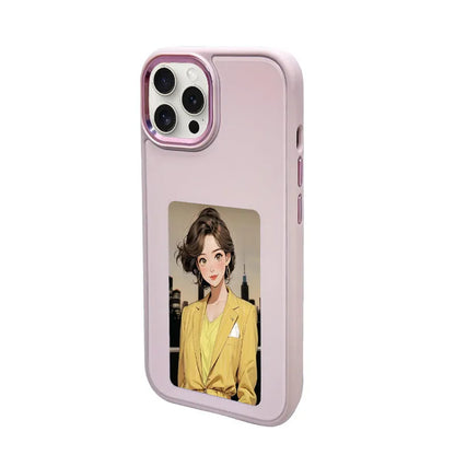 NFC projection screen bracket phone case for iPhone in graphite black, pink, or green.