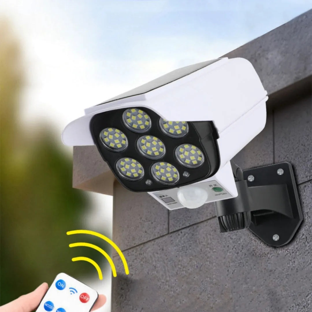 Solar simulation monitor lamp with abstract design for outdoor courtyard wall installation