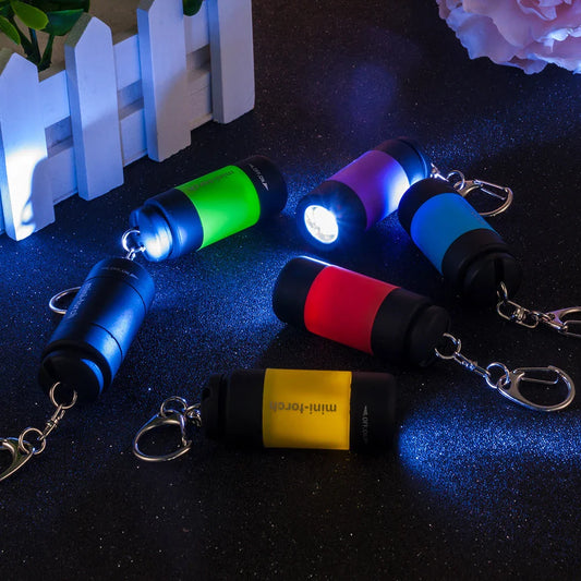 Compact, USB-rechargeable LED flashlight with vibrant color options, perfect for everyday carry and emergencies