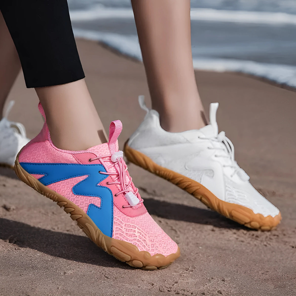 Couple sports climbing shoes with Flyknit lining and rubber sole in A83 colour options
