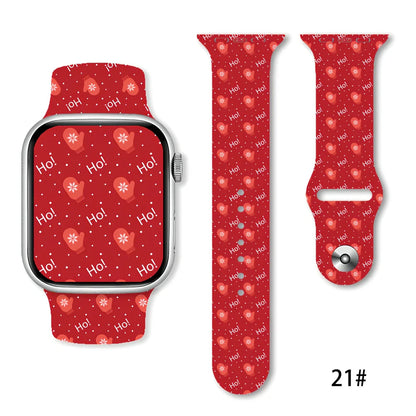 Christmas silicone watch strap in solid colours fitting 38-49mm watches with 30 colour options