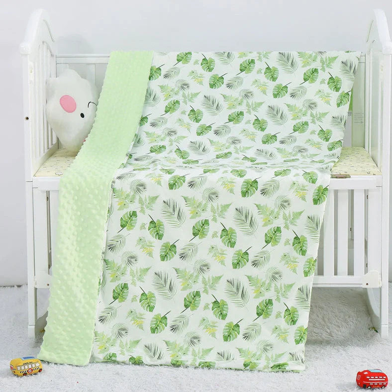 100x158cm cotton baby blanket with colourful cartoon pattern for pram and cot use
