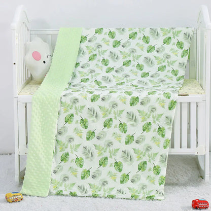 100x158cm cotton baby blanket with colourful cartoon pattern for pram and cot use
