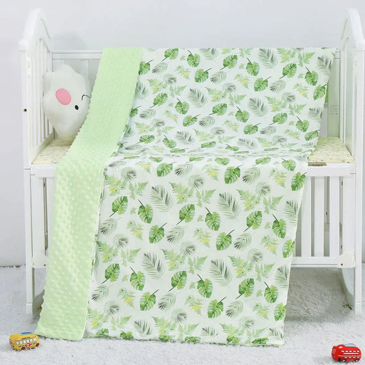 100x158cm cotton baby blanket with colourful cartoon pattern for pram and cot use