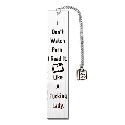 Stainless steel bookmark with tassel, 13cm long, showing metal construction and colour options
