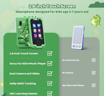 Blue silicone case children's digital camera toy with handheld mobile phone design
