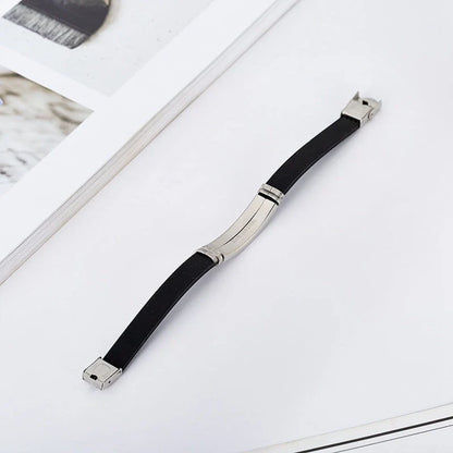 Engraved stainless steel silicone bracelet with personalized charms