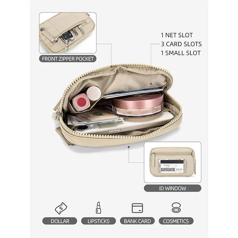 Waterproof quilted women's handbag with transparent deck in beige colour