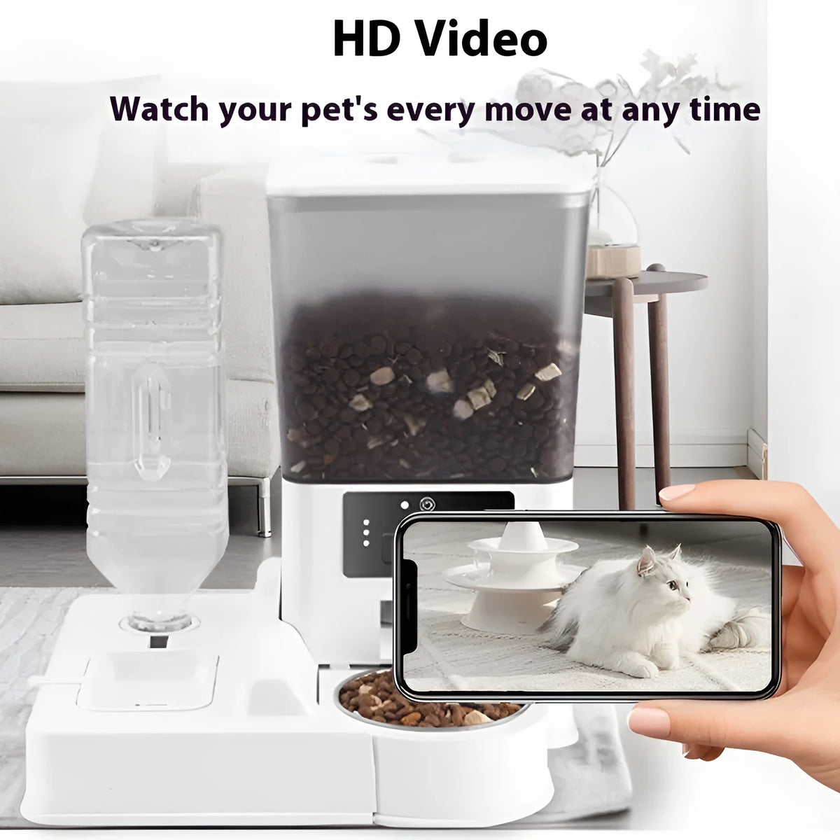 Intelligent pet feeder with stainless steel bowl and 5L capacity for dogs and cats