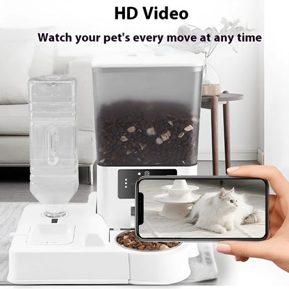 Intelligent pet feeder with stainless steel bowl and 5L capacity for dogs and cats