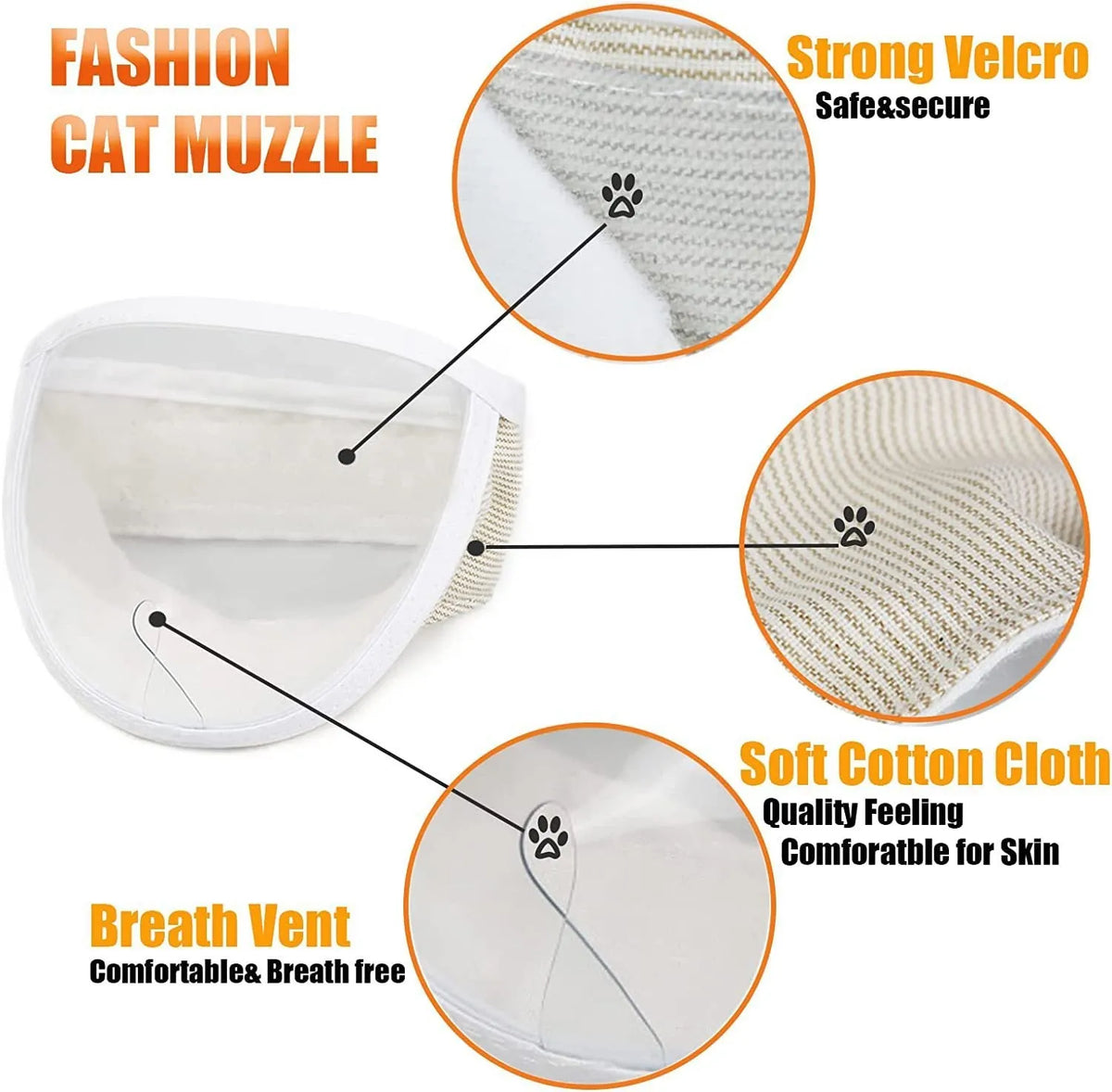 Clear transparent muzzle for cats on a grey background, showing breathing hole and soft lining.