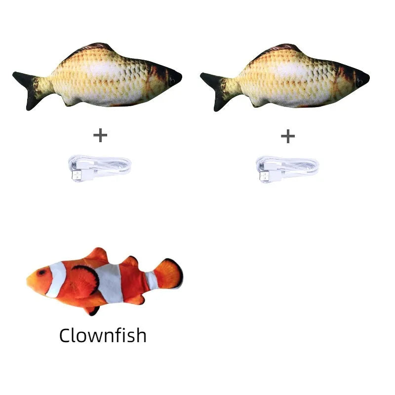 Electronic jumping fish cat toy 30cm length USB rechargeable multicolour PP material