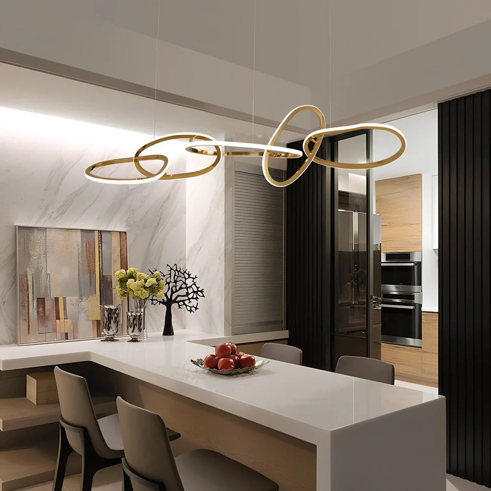 Postmodern minimalist dining chandelier with rattan and glass LED lighting