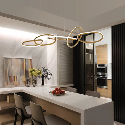 Postmodern minimalist dining chandelier with rattan and glass LED lighting