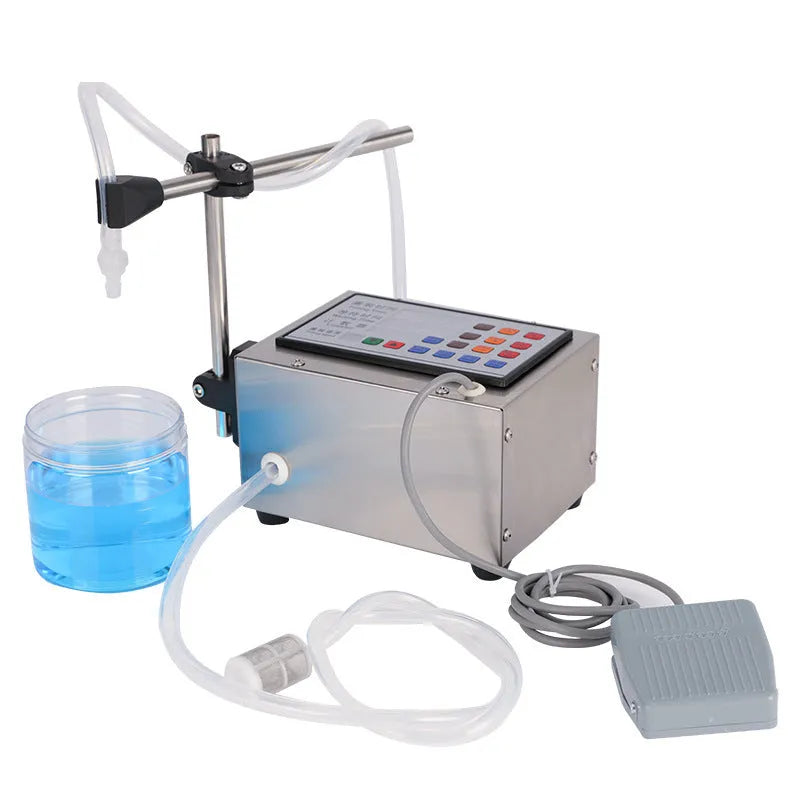 CNC automatic quantitative liquid filling machine GFK-280 model on a benchtop.