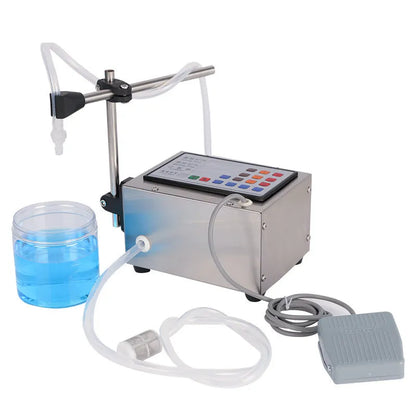 CNC automatic quantitative liquid filling machine GFK-280 model on a benchtop.