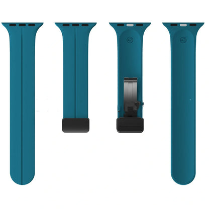 Magnetic silicone watch strap with folding buckle in multiple colours and sizes