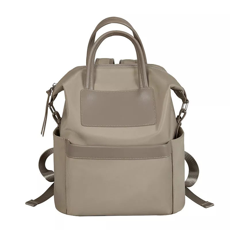 Women's lightweight waterproof backpack with hand-hold design in khaki and black