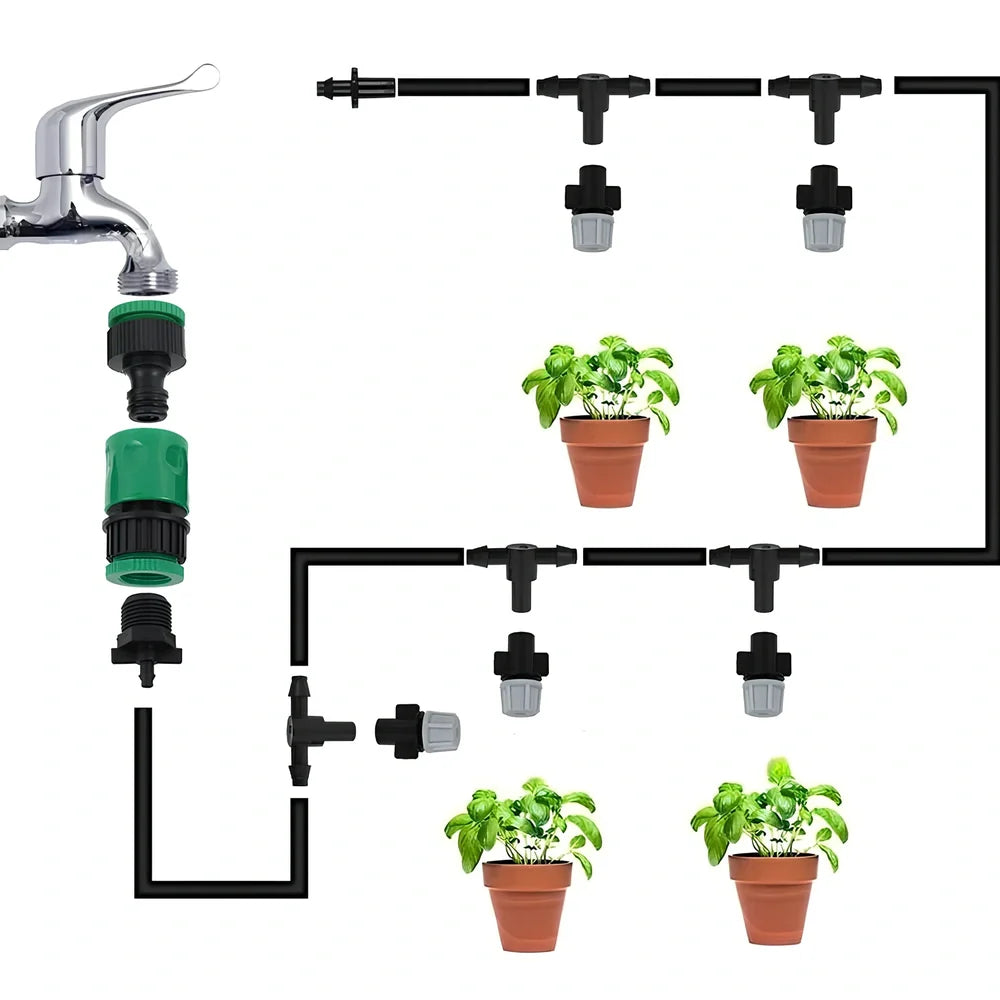 10m garden irrigation hose with 10 spray heads for mist watering and plant temperature control
