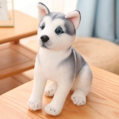 Simulation Husky plush toy in sitting posture measuring 25cm height